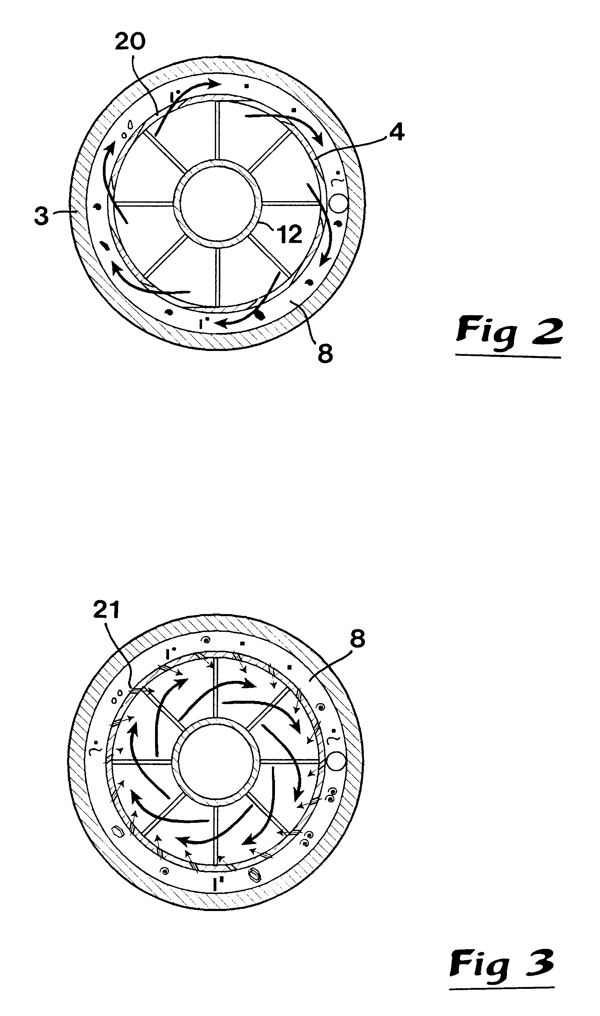 Device for the separation of solid objects from a flowing fluid