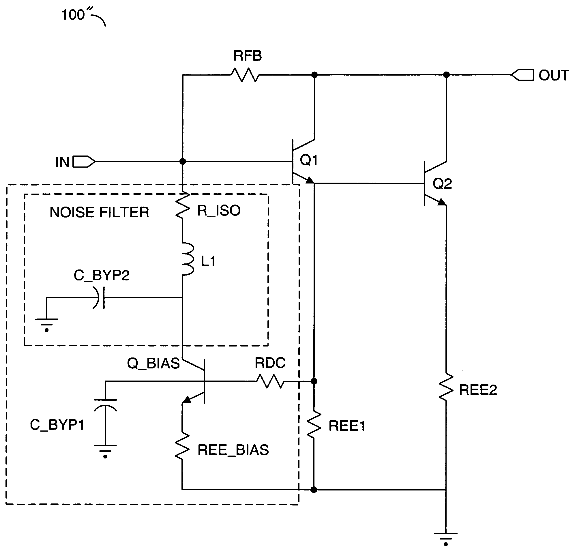 Self-biased Darlington amplifier