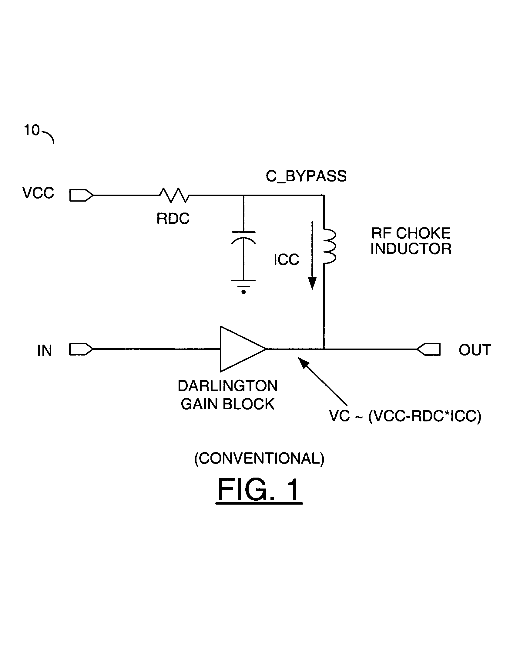 Self-biased Darlington amplifier