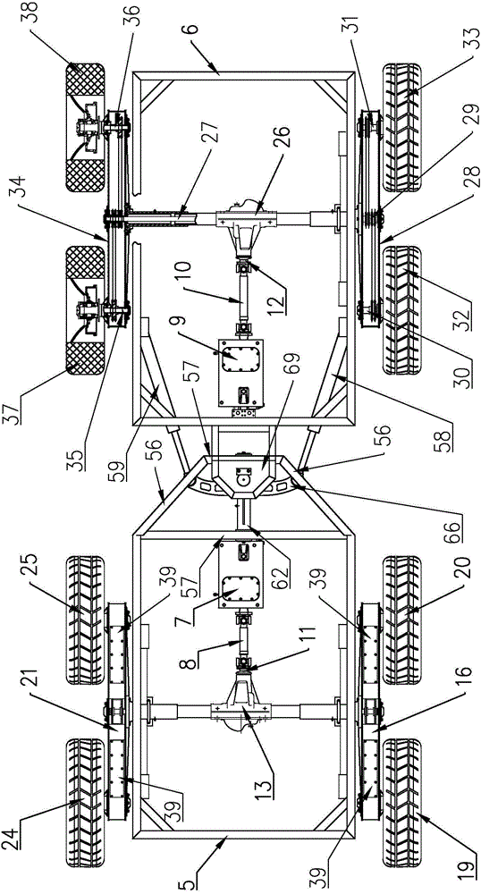 Eight-wheel hinged obstacle crossing vehicle