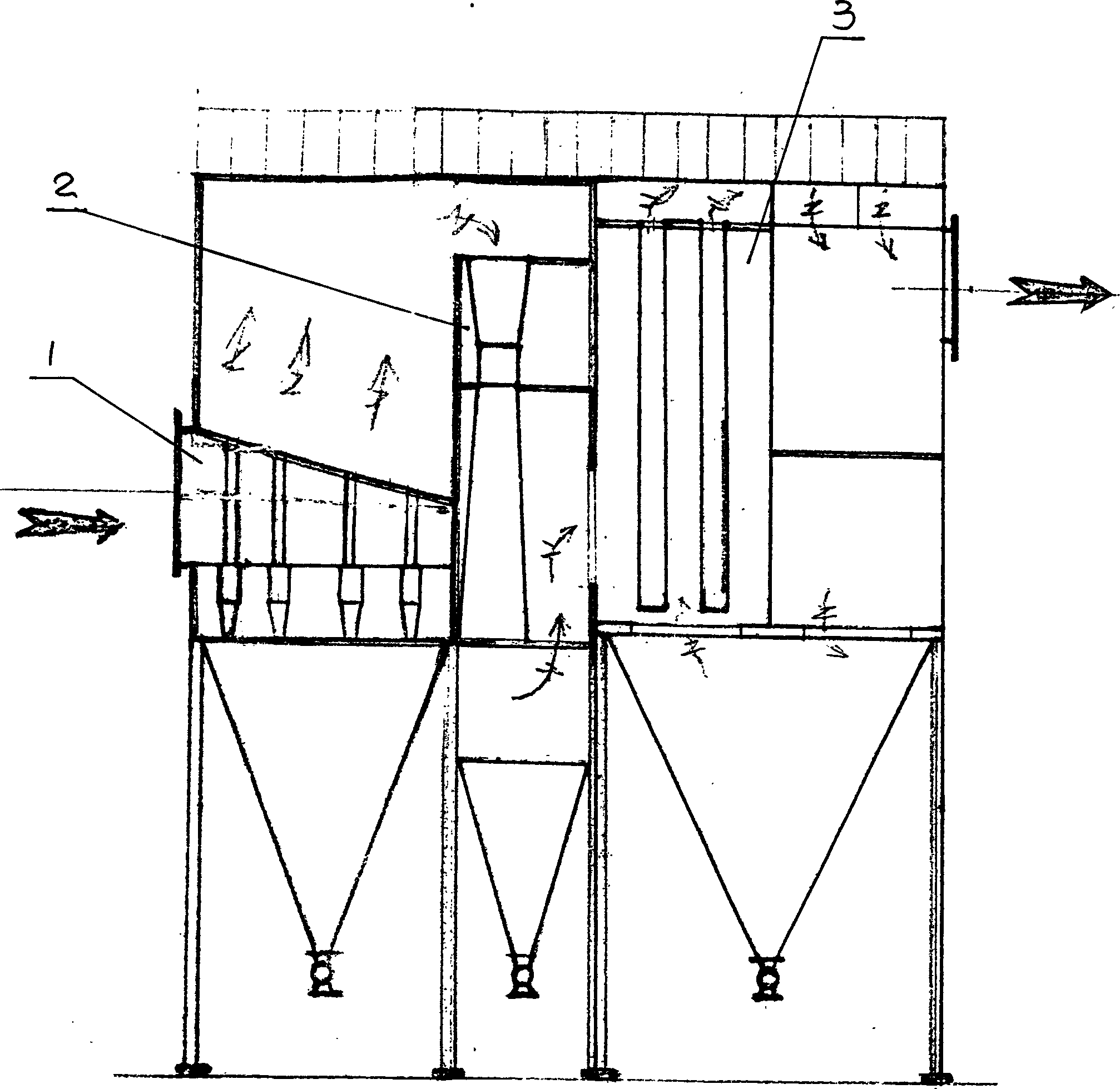 Combined two-stage flue gas desulfurization and dust-eliminating process