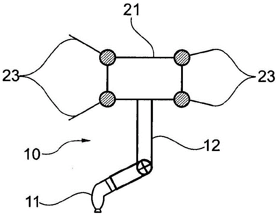 Application system with cable-guided handling apparatus for moving an applicator