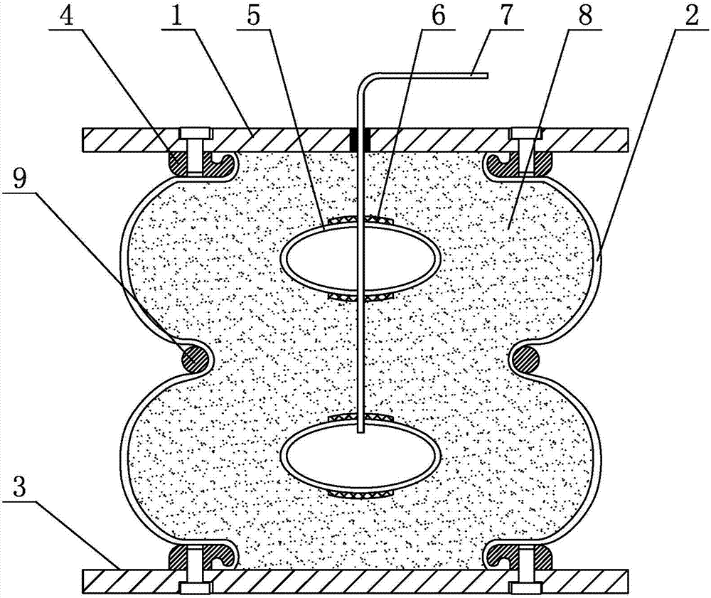 Vertical vibration reducing and vibration isolating support and working method thereof