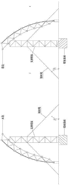 Construction process of ultra-large-span net-frame arch-shaped shed type storage silo