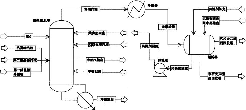 Modeling method for heterogeneous azeotropic rectification solvent dehydrating tower of industrial purified terephthalic acid (PTA) device