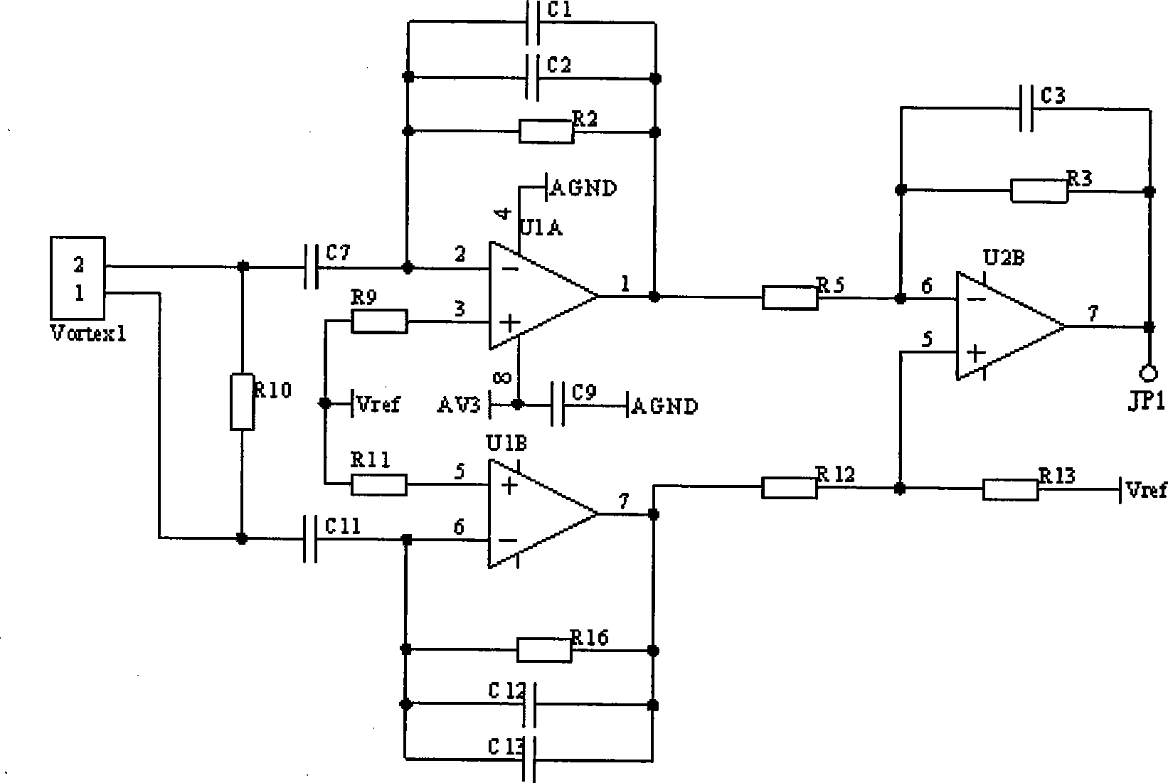 Improved low power consumption two-wire system vortex shedding flowmeter