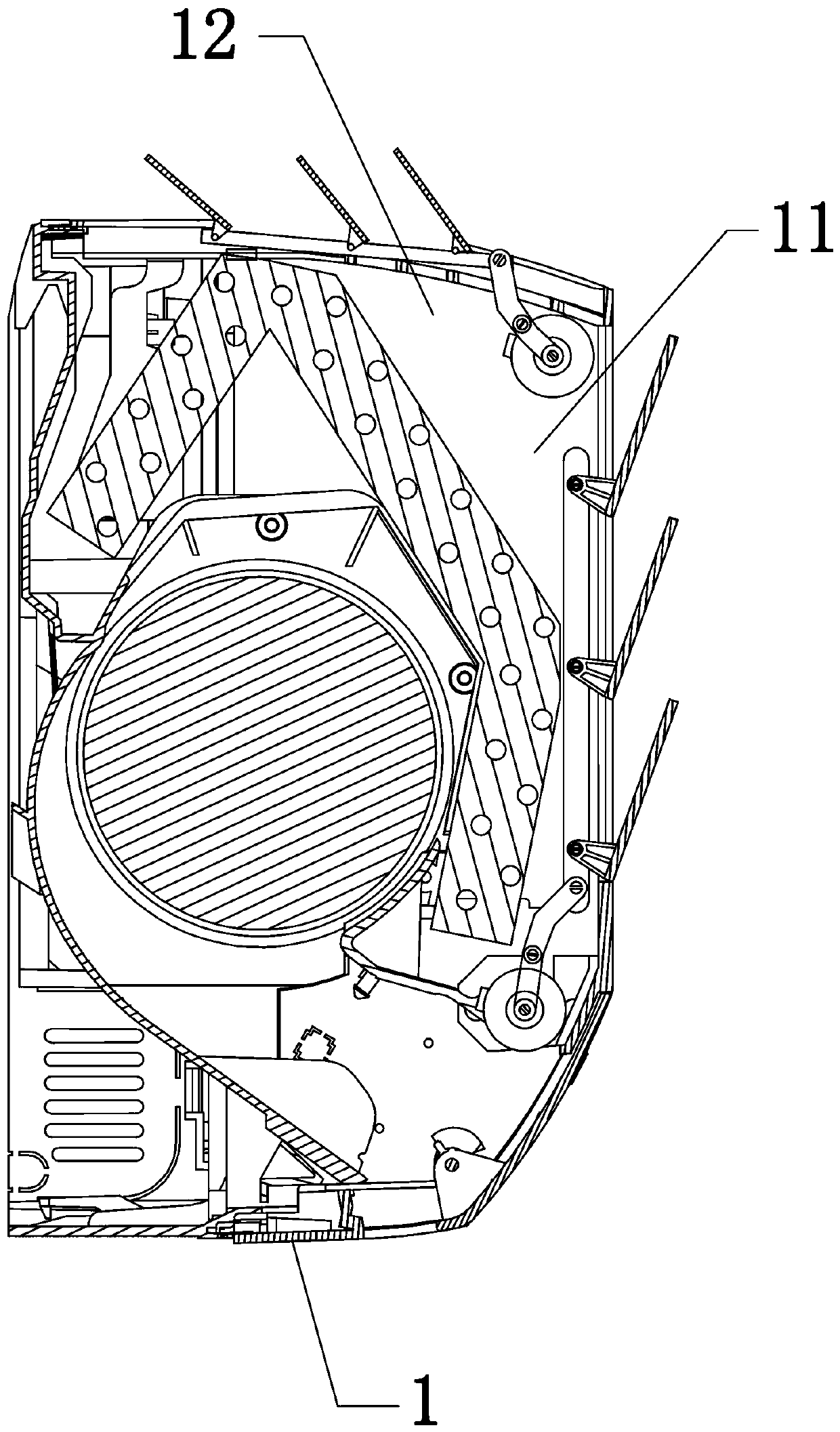 An air-conditioning indoor unit air inlet and outlet structure