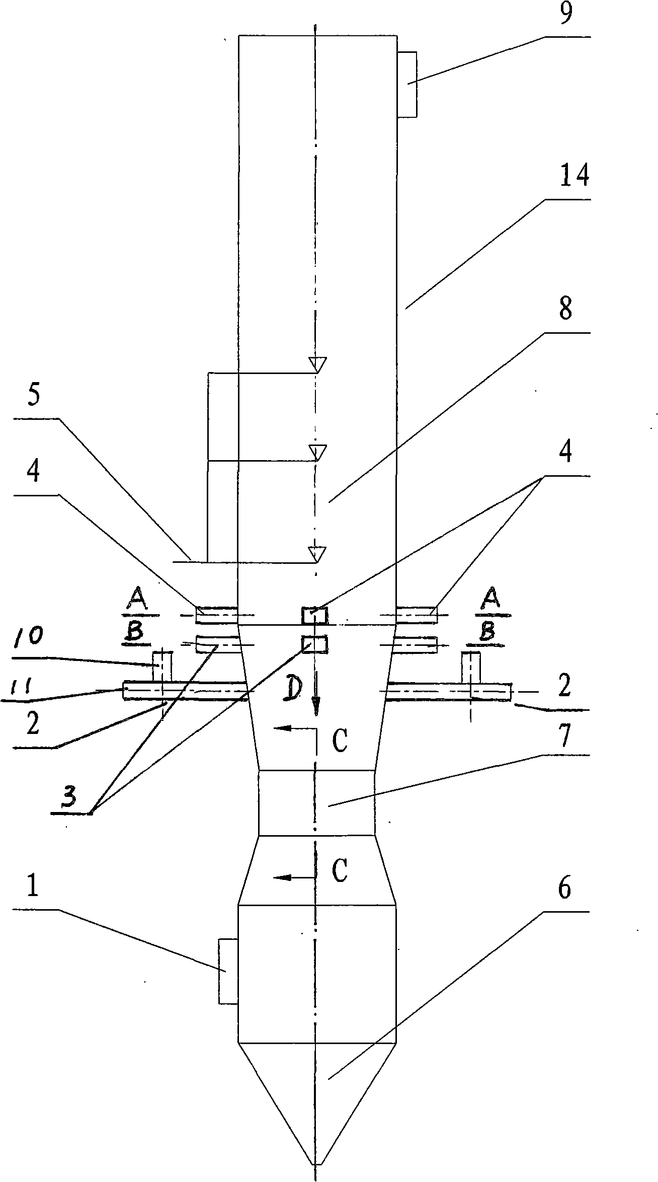 Circulating fluid bed flue gas desulfurization tower