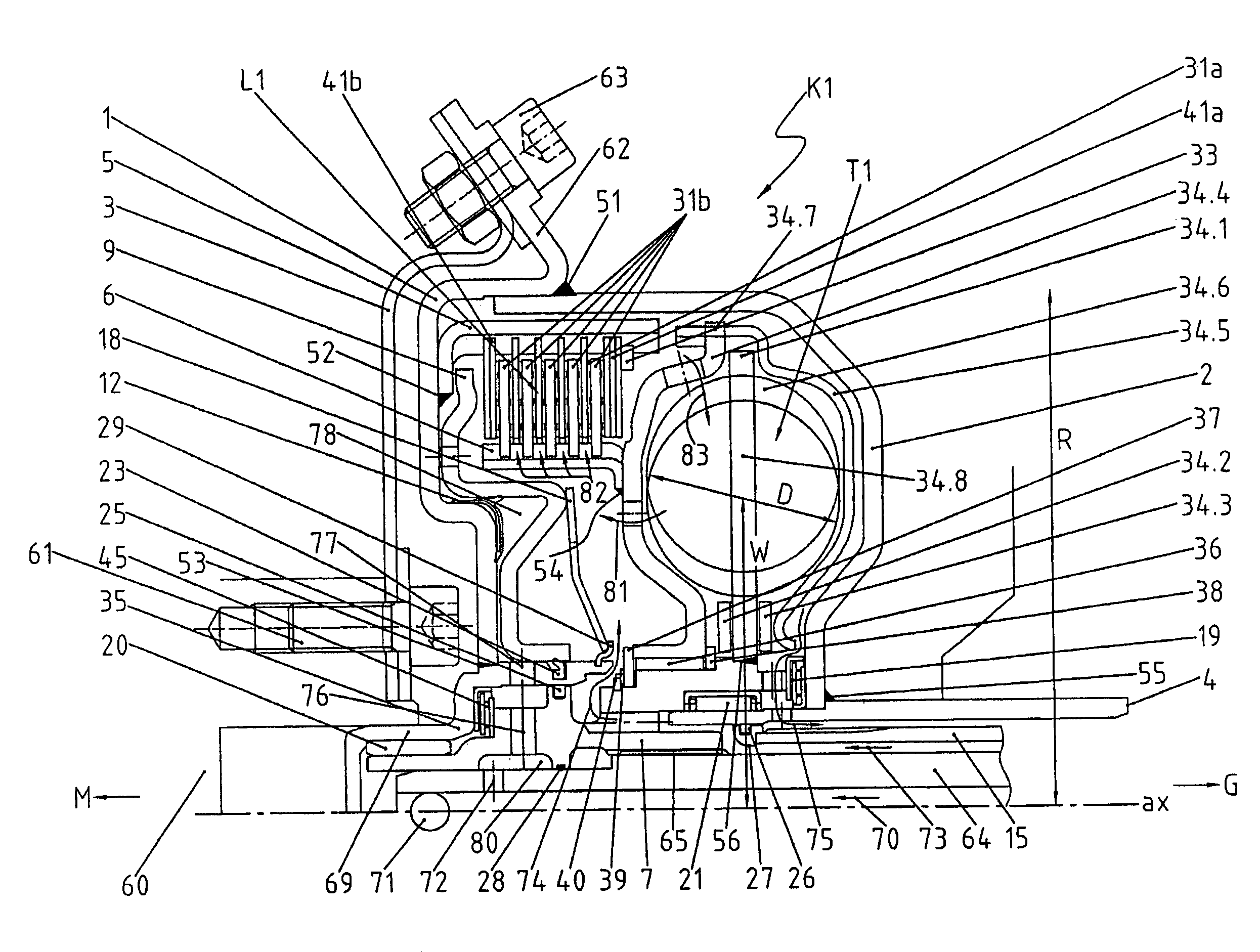 Start-up clutch and torsional-vibration damper assembly