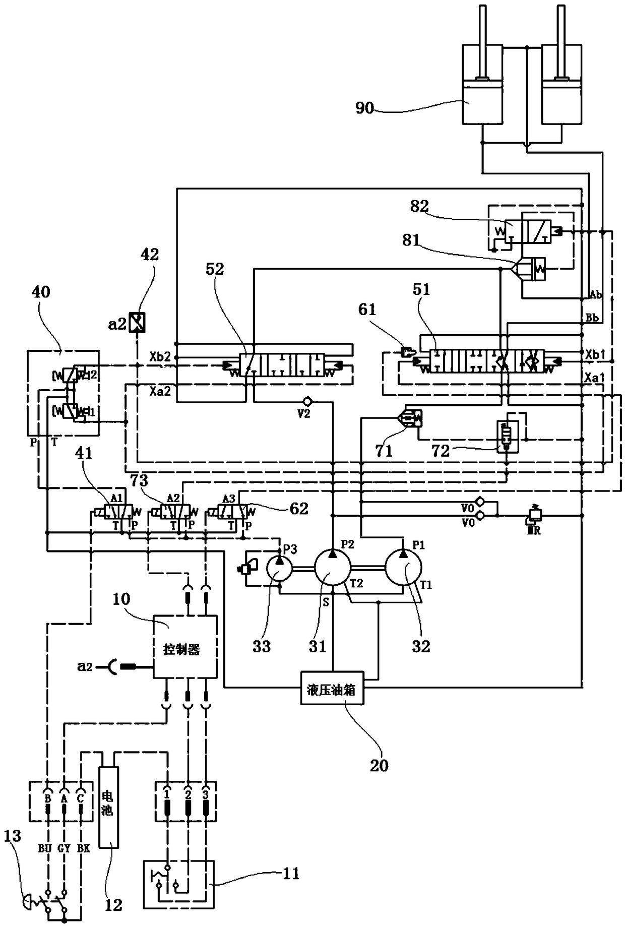 Excavator movable arm hydraulic control system and lifting control method