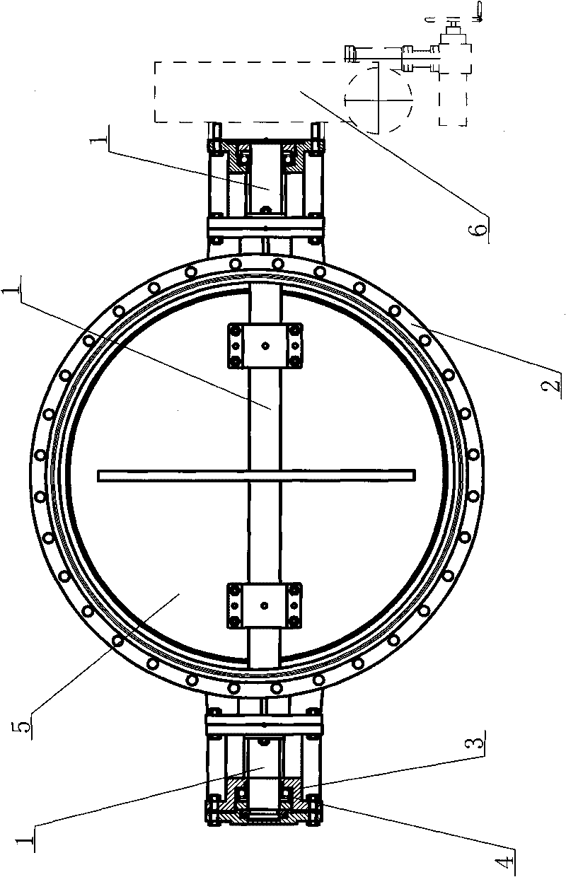 Valve shaft supporting structure of large-diameter butterfly valve