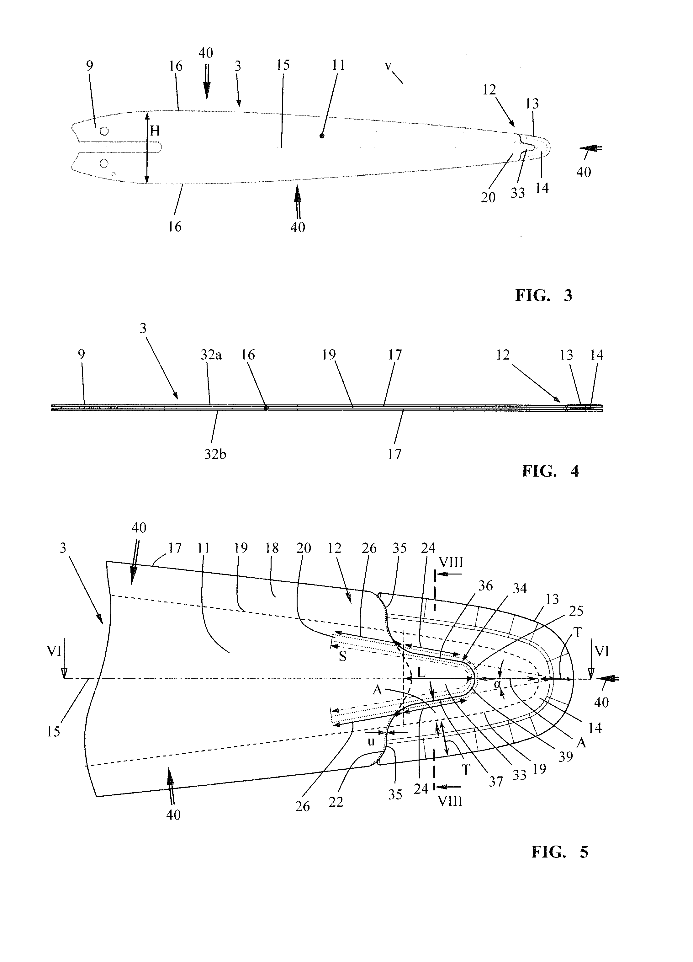 Guide bar for a saw chain having a reduced-wear direction-reversing section