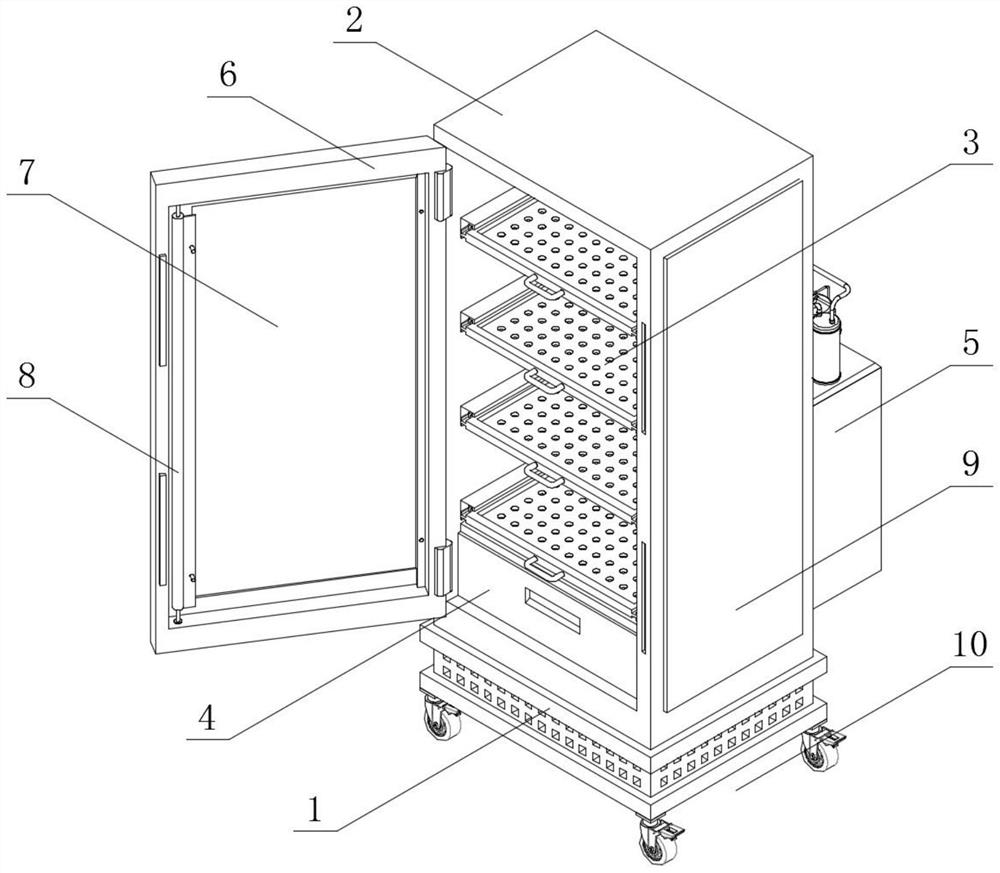 Refrigerated cabinet used in selling chemical products and working method thereof