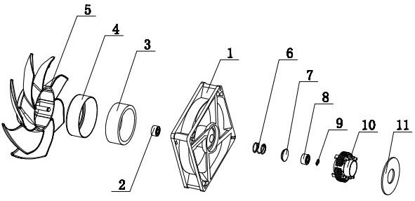 Glue-pouring waterproof axial flow fan convenient to produce