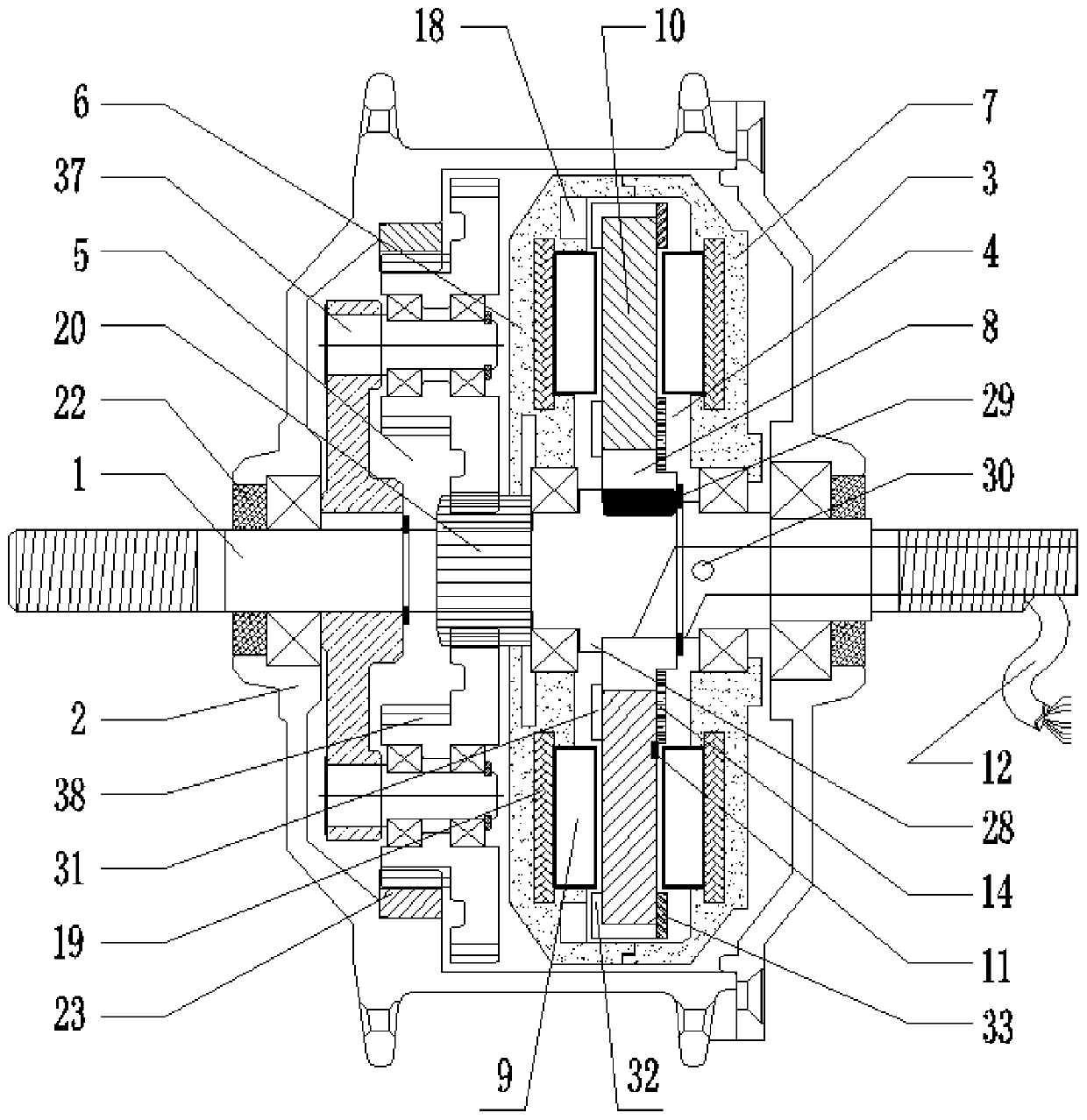 Geared hub motor of electric bicycle