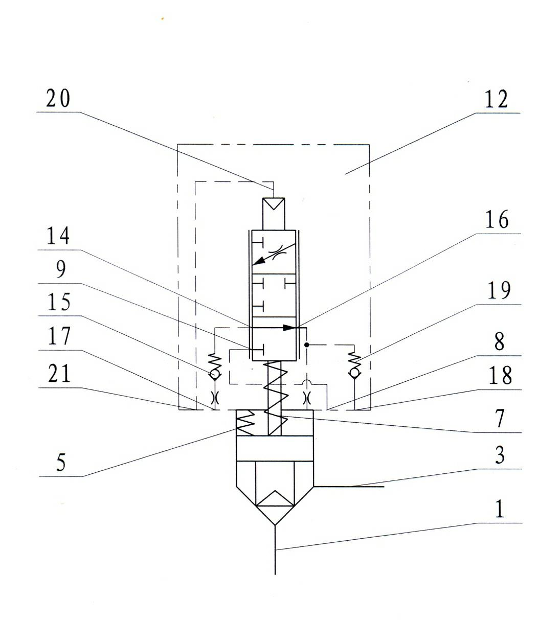 Large-flow mechanical feedback pilot control plug-in type proportional throttling valve system