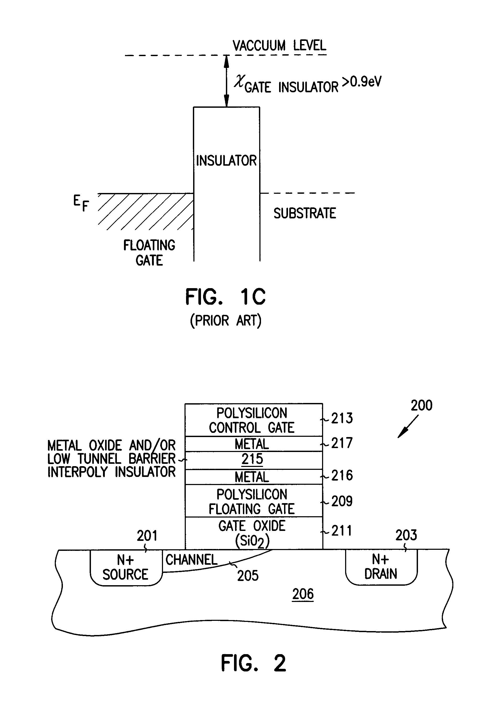 In service programmable logic arrays with low tunnel barrier interpoly insulators