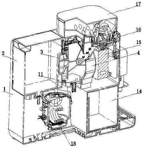 Grinding coffee maker with function of automatic water injection