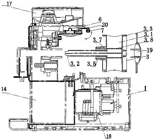 Grinding coffee maker with function of automatic water injection