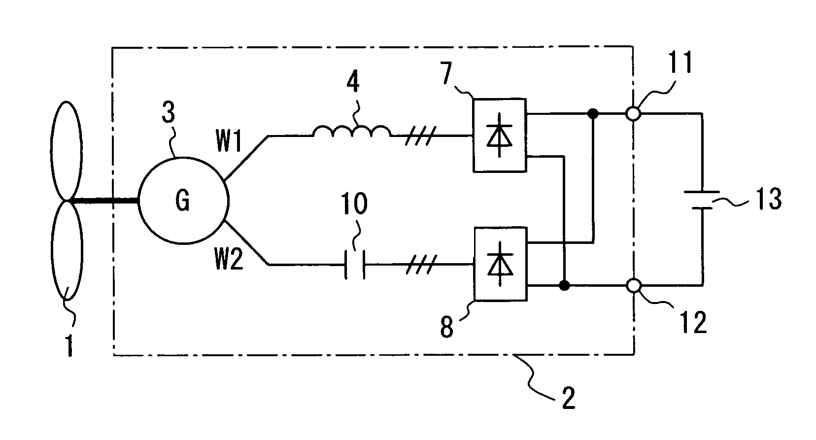 Main circuit of electric power generating apparatus for dispersed power supply