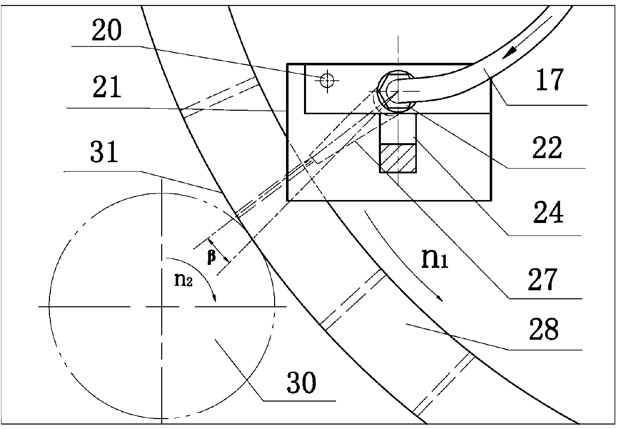 Grinding device with inverted V-shaped slot in grinding wheel and grinding method