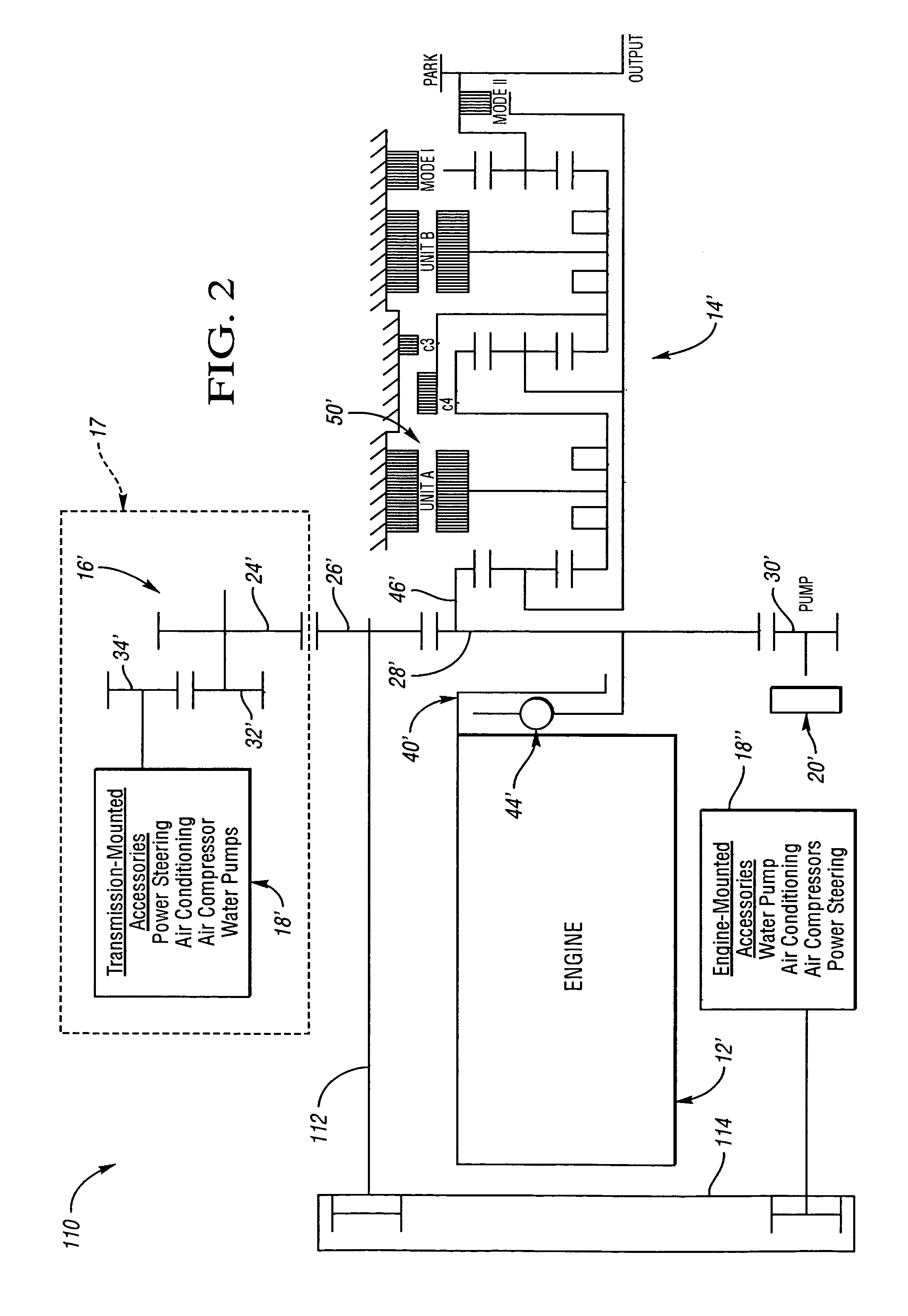 Powertrain including input disconnect and accessory drive system for an electrically variable transmission