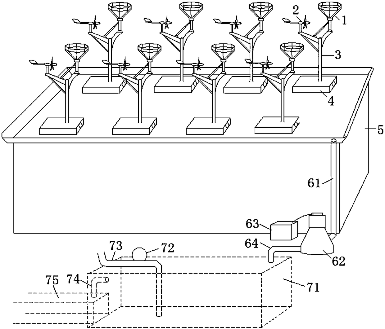 A photovoltaic-wind-rainwater power generation integrated system for a flat-roofed building