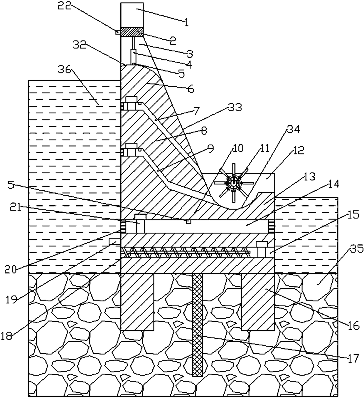 Overflow and anti-blocking dam structure for water conservancy projects