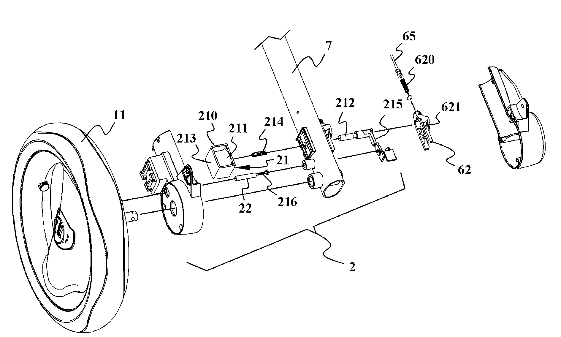 Stroller frame with function of automatically locking and releasing rear wheels by body sensing