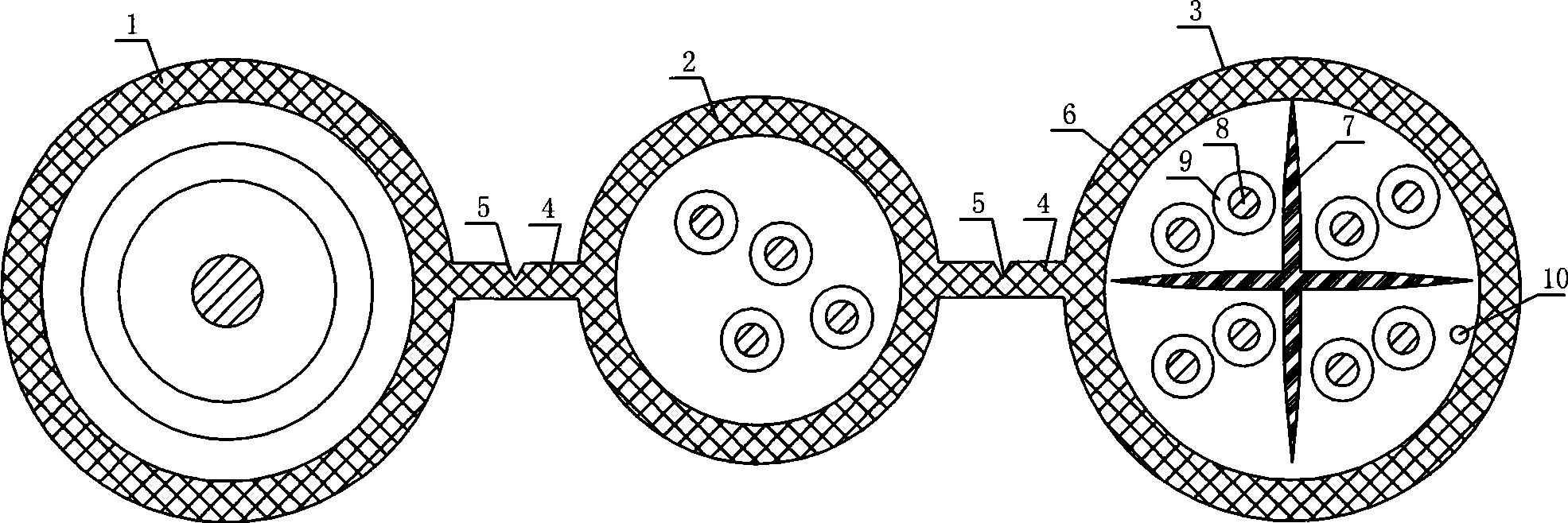 Three-assembling combination cable
