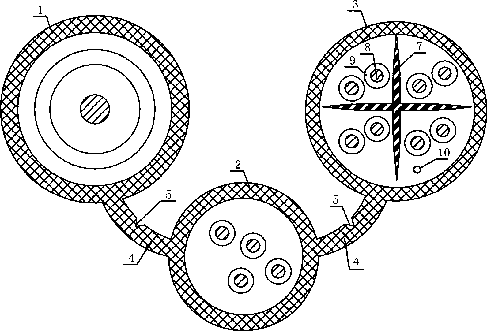 Three-assembling combination cable