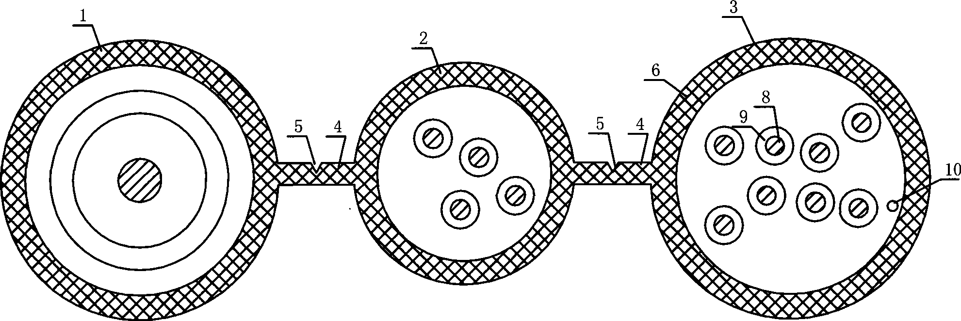 Three-assembling combination cable