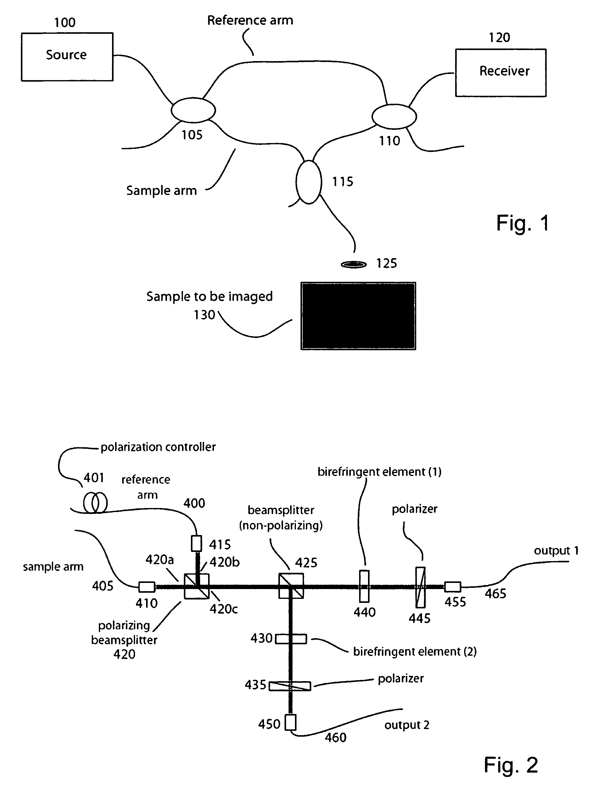 Apparatus, methods and storage medium for performing polarization-based quadrature demodulation in optical coherence tomography