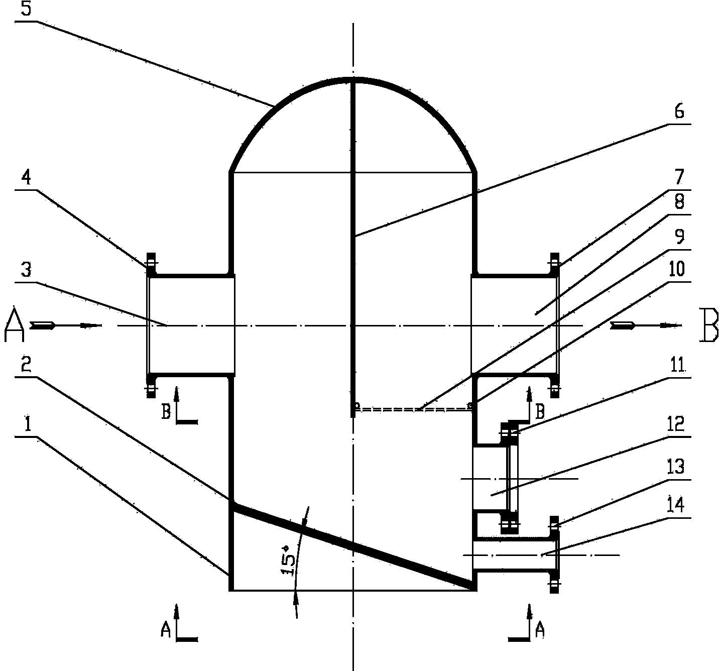 Horizontal dirt separator for water system