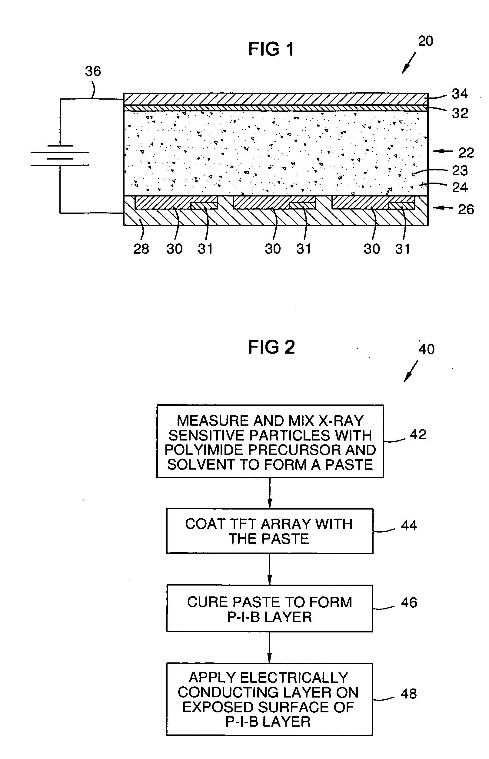 Particle-in-binder X-ray sensitive coating using polyimide binder