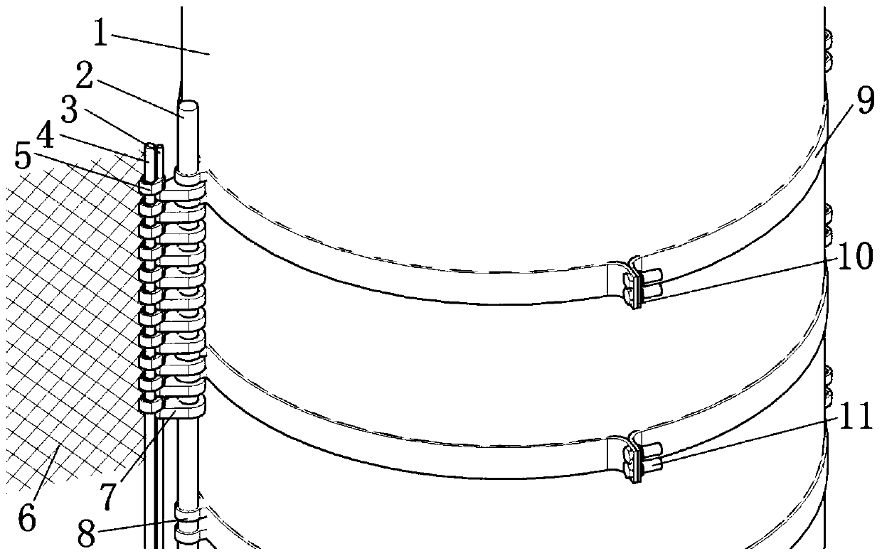 Synthetic fiber web connecting device used for enclosure culture