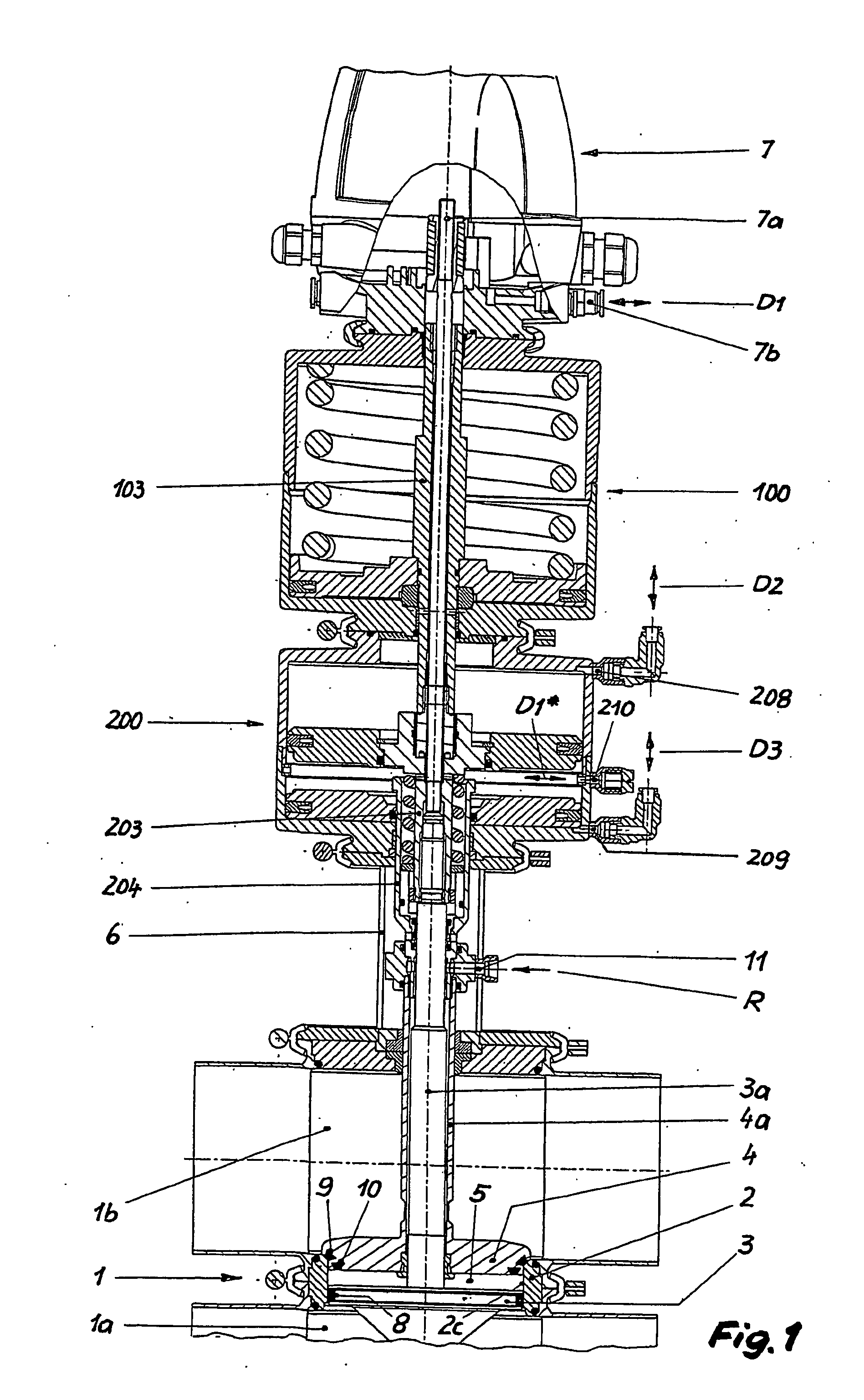 Device for actuating double seat valves