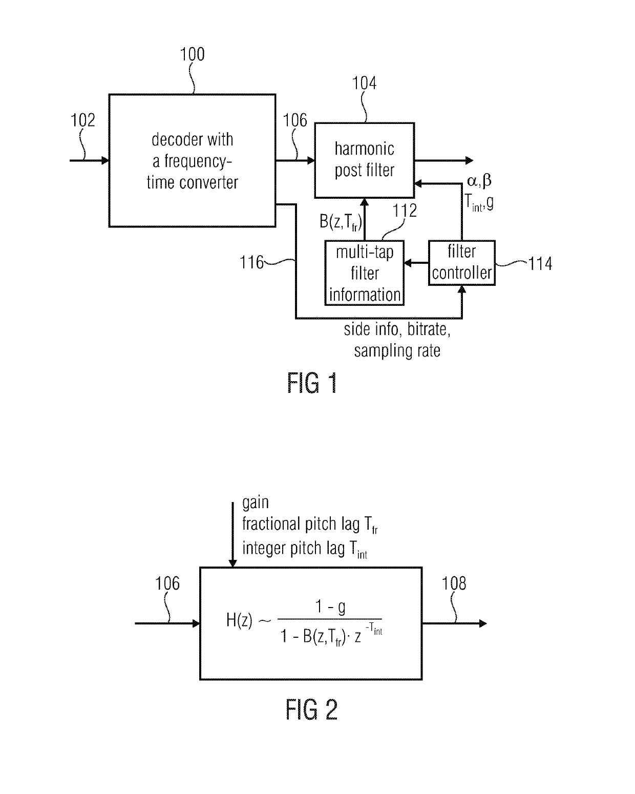 Apparatus and method for processing an audio signal using a harmonic post-filter