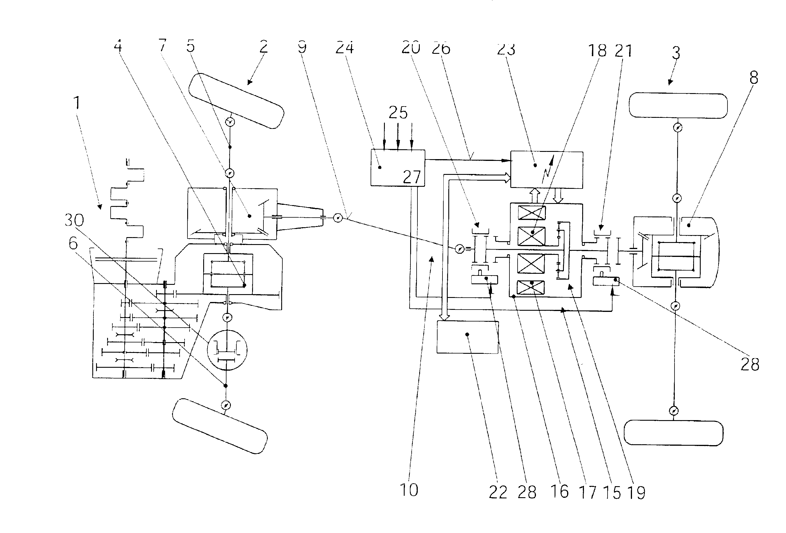 All-wheel drive vehicle with hybrid drive