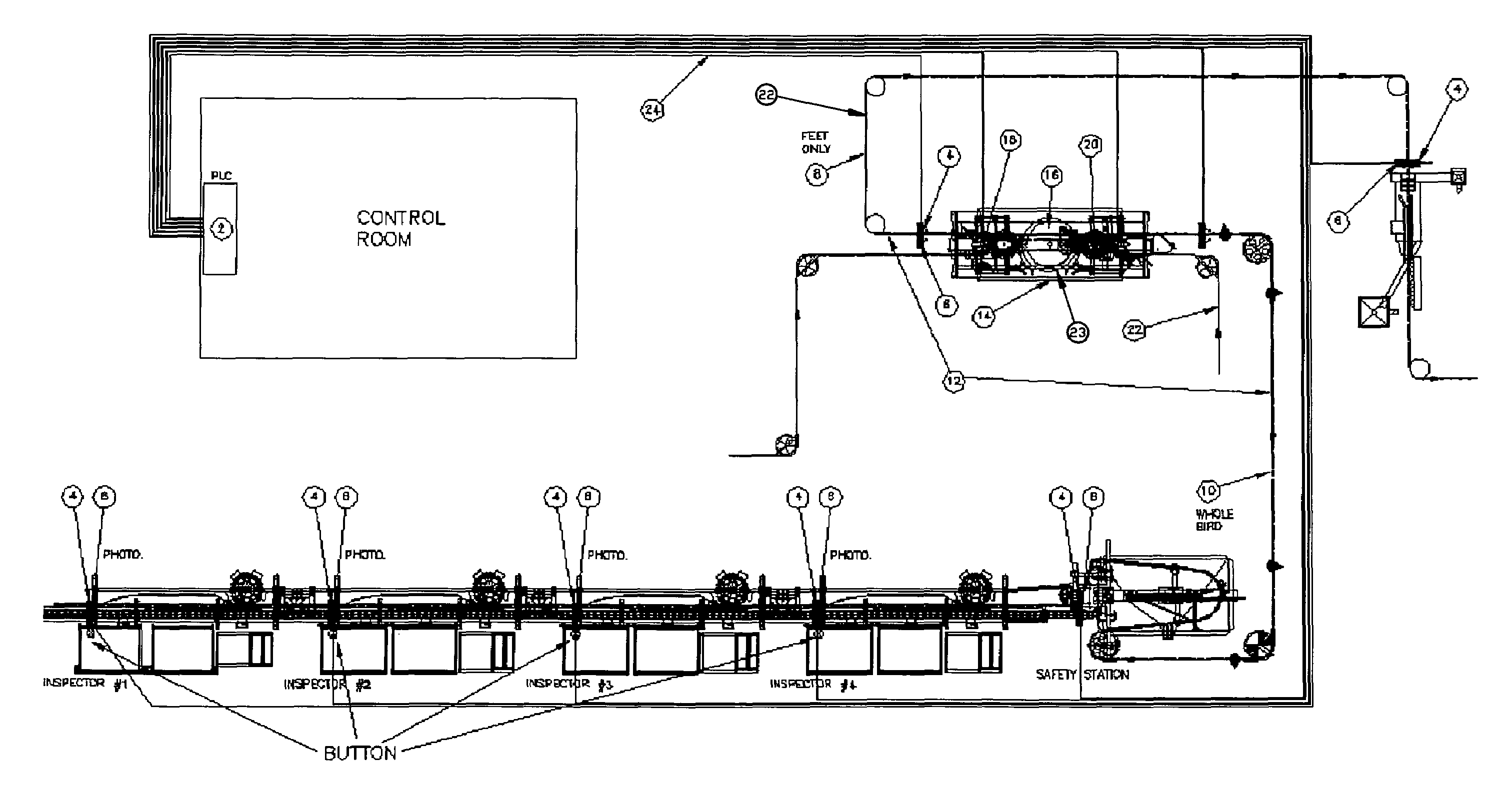 Process to electronically automate the sorting of chicken feet in the category of edible or inedible