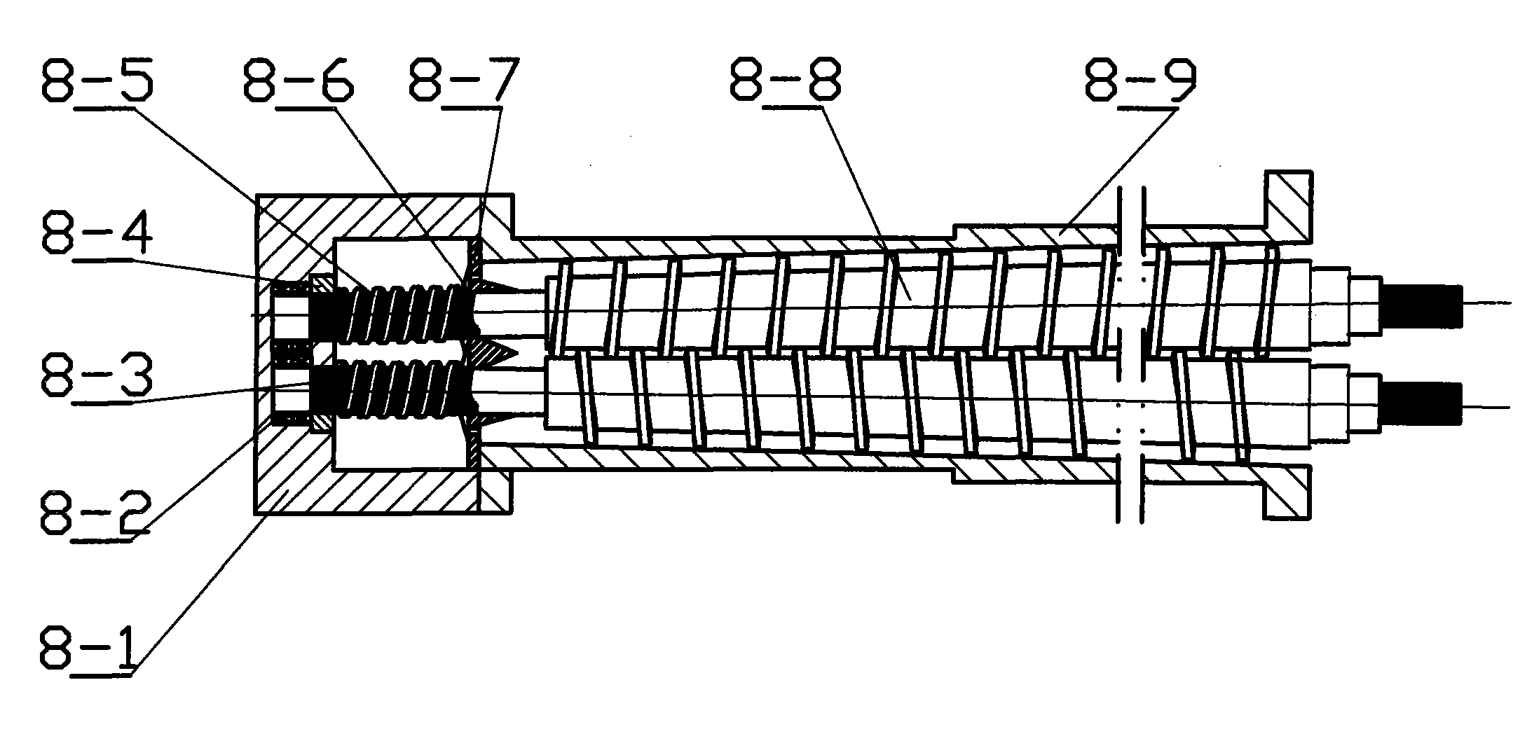 Multifunctional wood-plastic composite material one-step method extruder