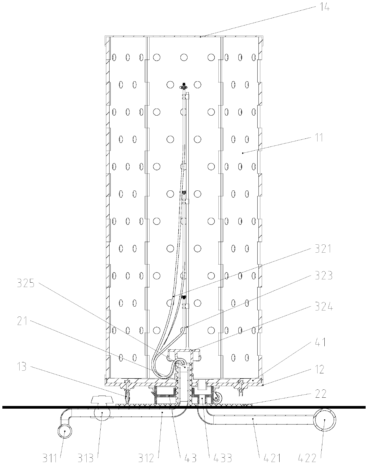 A descending liquid supply bucket type aerosol cultivation device