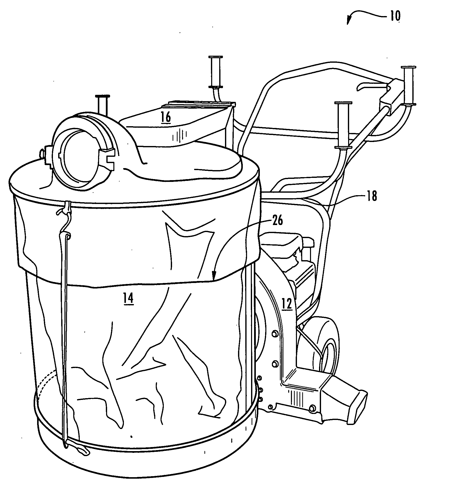 Gutter cleaning vacuum system including a novel hinged vacuum manifold assembly