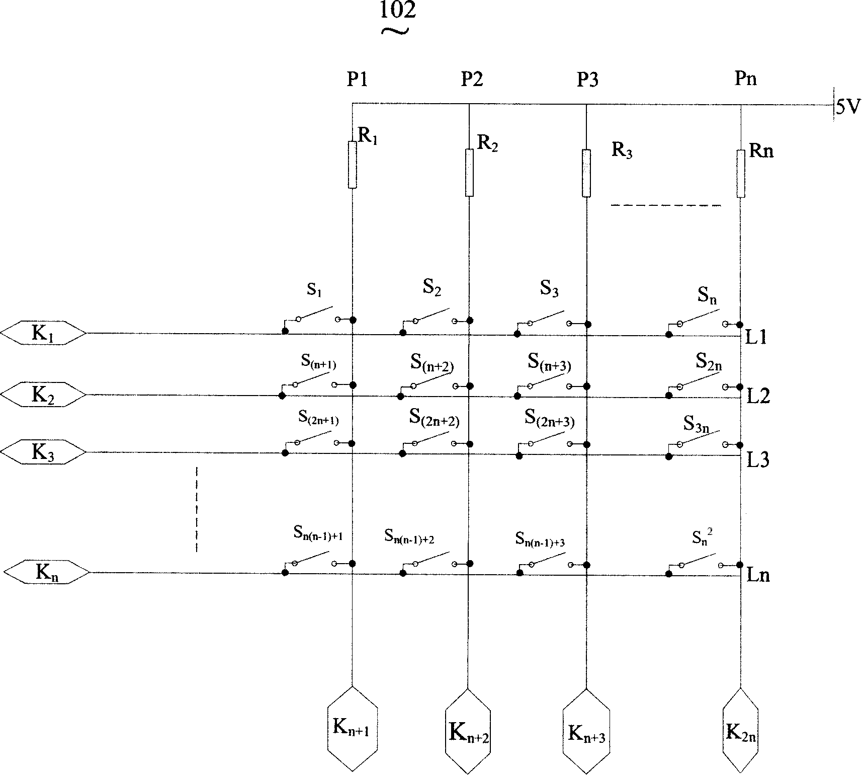 Keyboard scanning circuit and method