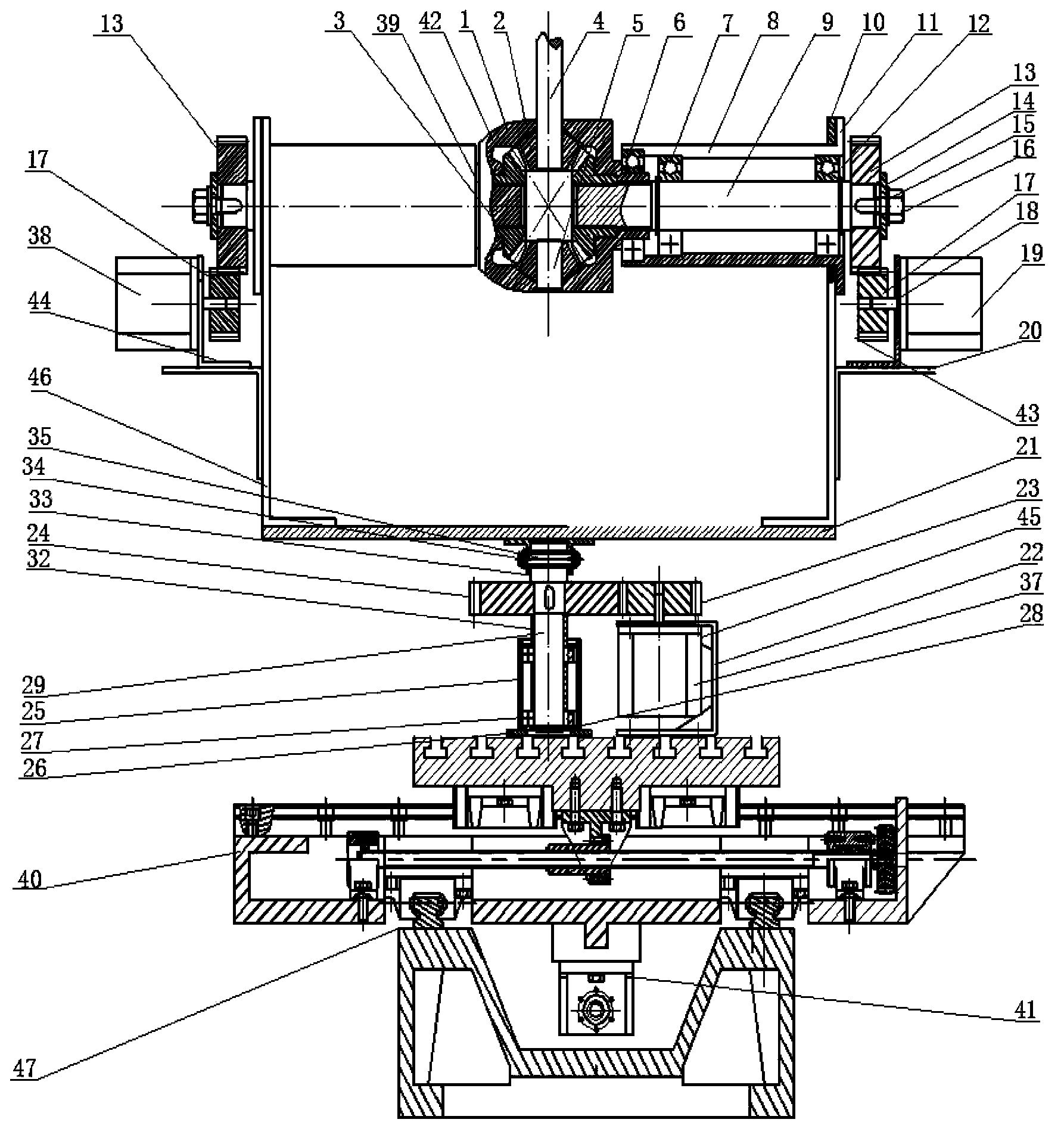 Deep space exploration simulation training device based on series-parallel five freedom degree and working method thereof