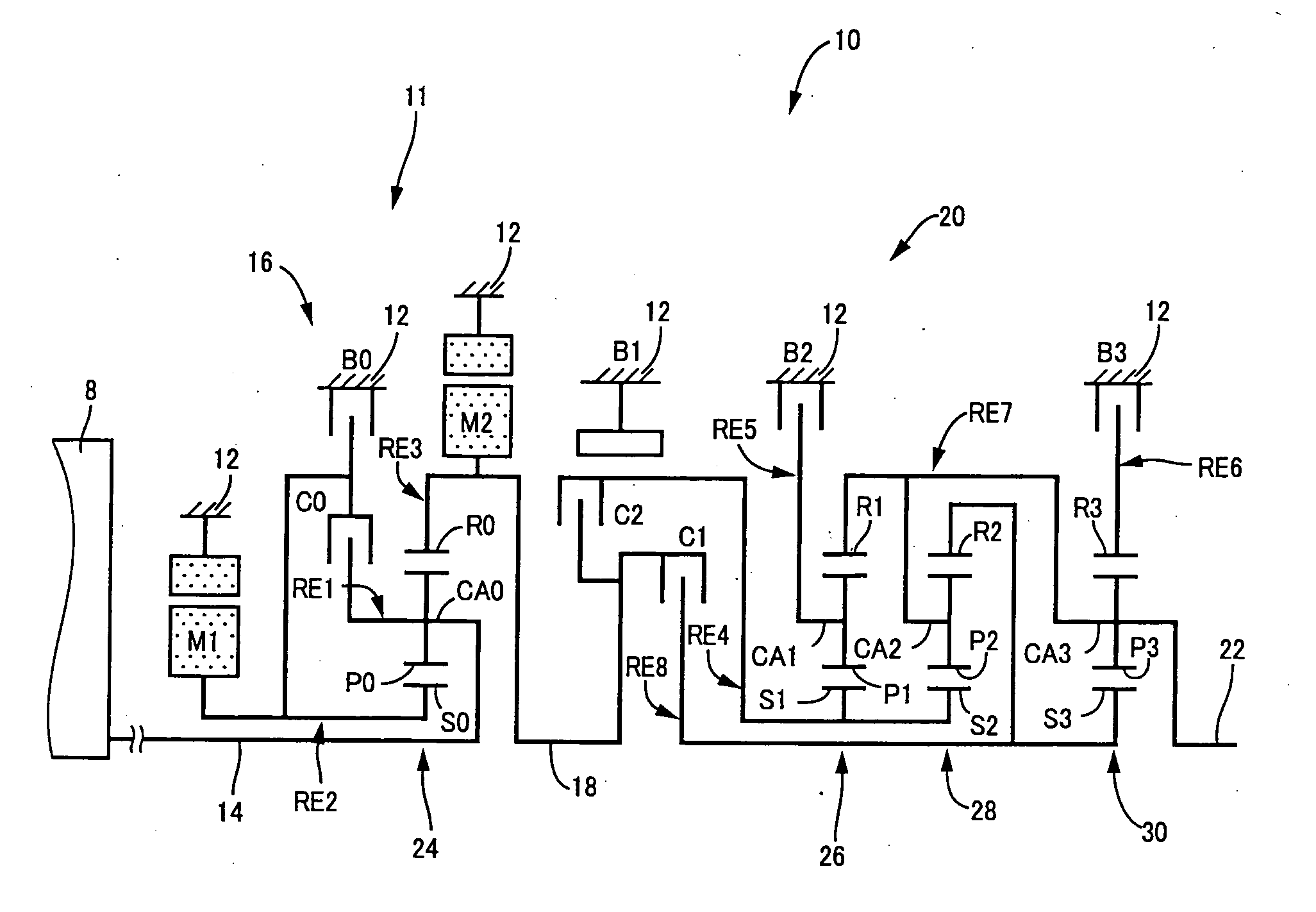 Control device for hybrid vehicle power transmitting apparatus