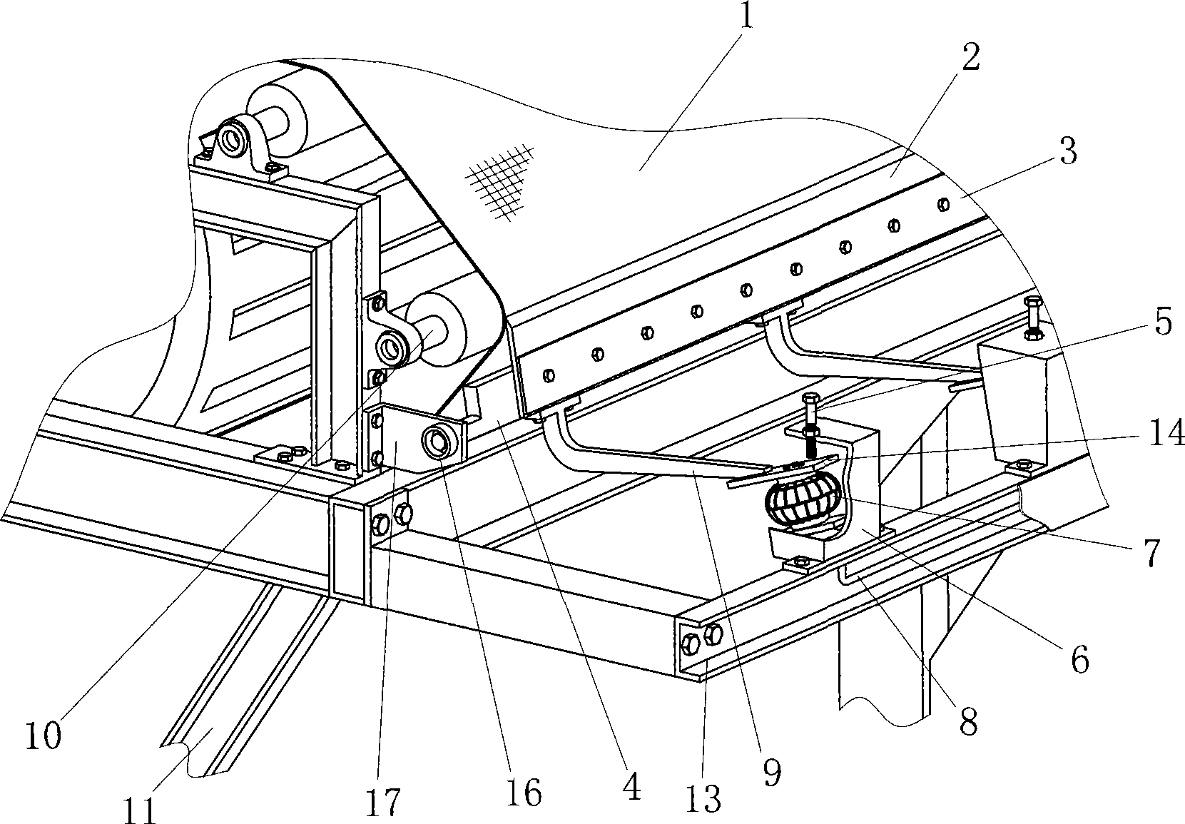 Rubber belt type vacuum filter discharge device