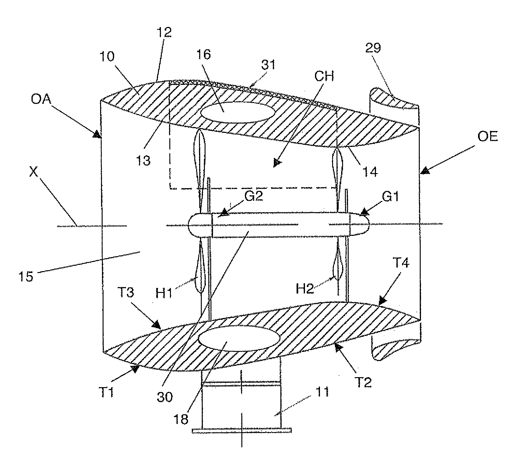 Wind turbine with two successive propellers