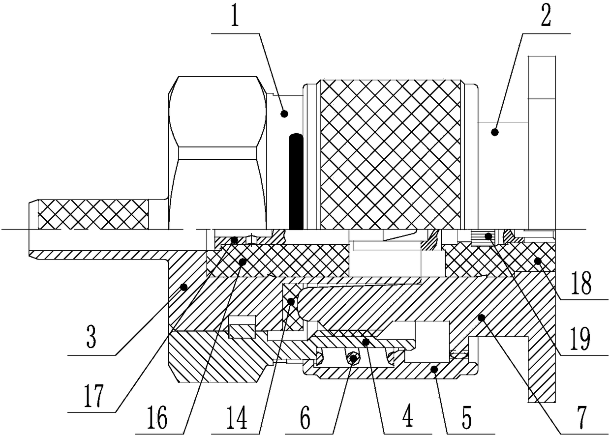 Anti-rotation threaded radio-frequency coaxial connector and circumferential anti-rotation mechanism