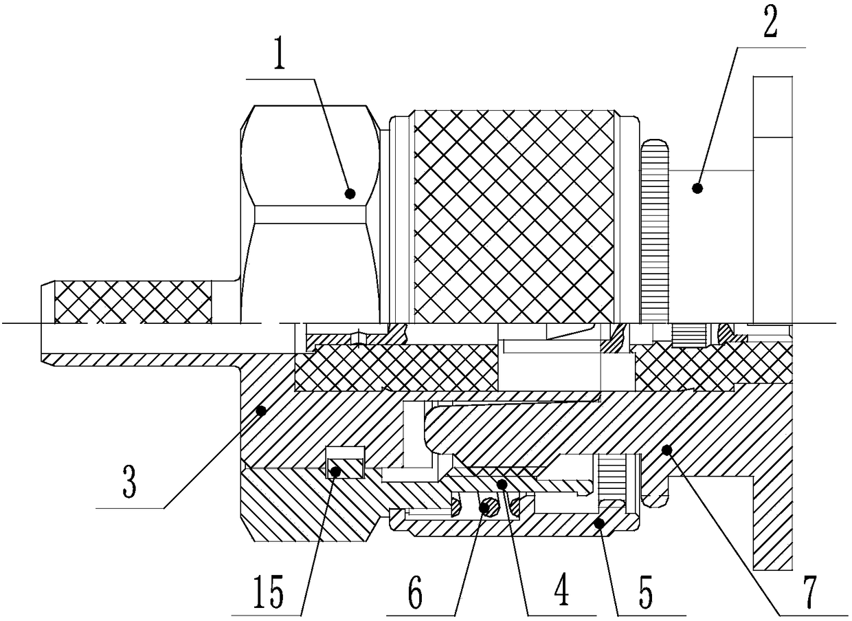 Anti-rotation threaded radio-frequency coaxial connector and circumferential anti-rotation mechanism